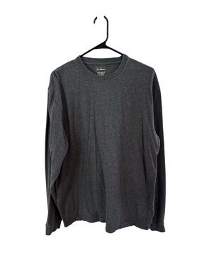 L.L. Bean Men's Dark Charcoal Crewneck Long-Sleeve Shirt